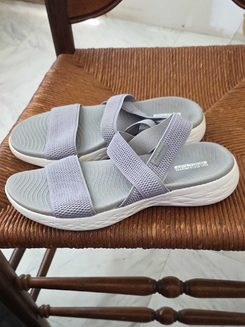 Skechers Light Lavender Dual-Strap Slide Sandals